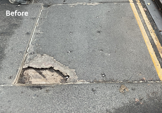 Albert Bridge repair area before Elastomac installation