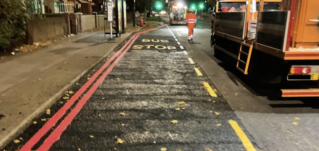 Completed permanent bus stop surface repair