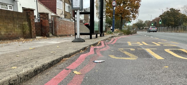 Before permanent bus stop surface repair
