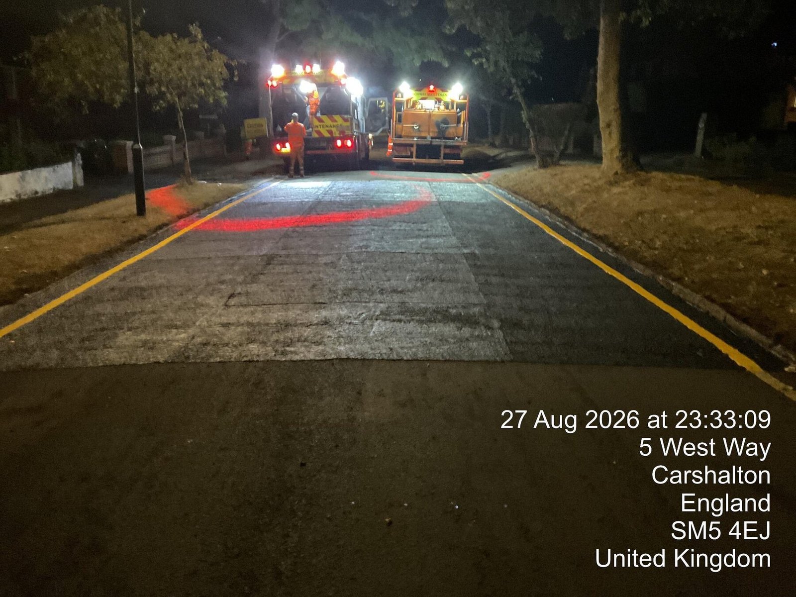 Completed Elastomac carriageway repair on West Way, Sutton after full-width overnight repair