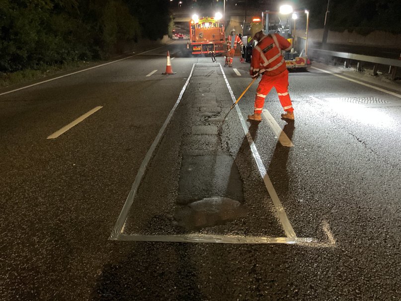 Joint failure and wheel track pothole repair on commercial access road